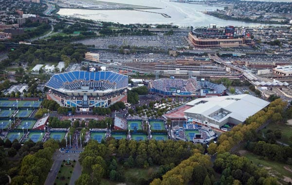 Aerial view: Die Anlage der US Open aus der Vogelperspektive.