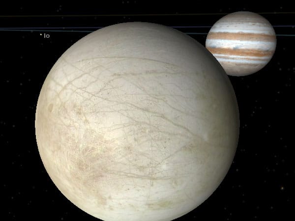 Eiskalt: DerMond Europa und sein Planet Jupiter.