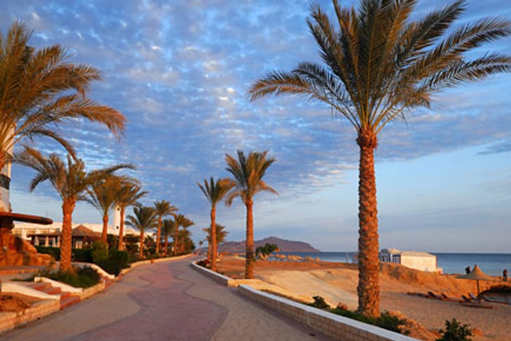 Der Badeort Sharm-el-Sheikh an der Spitze der Halbinsel Sinai in Ägypten.