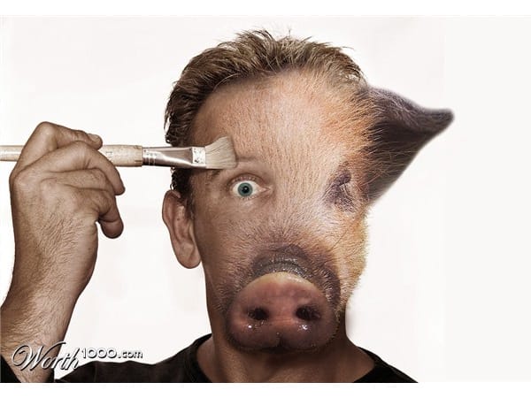 Männer sind Schweine (Fotomontage: worth1000.com)