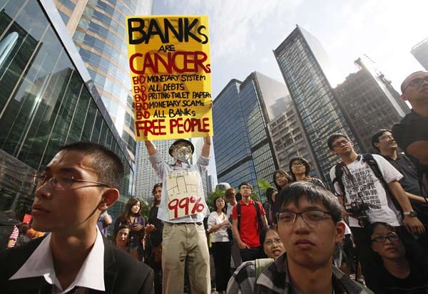 Anti-Banken-Proteste in Hong Kong