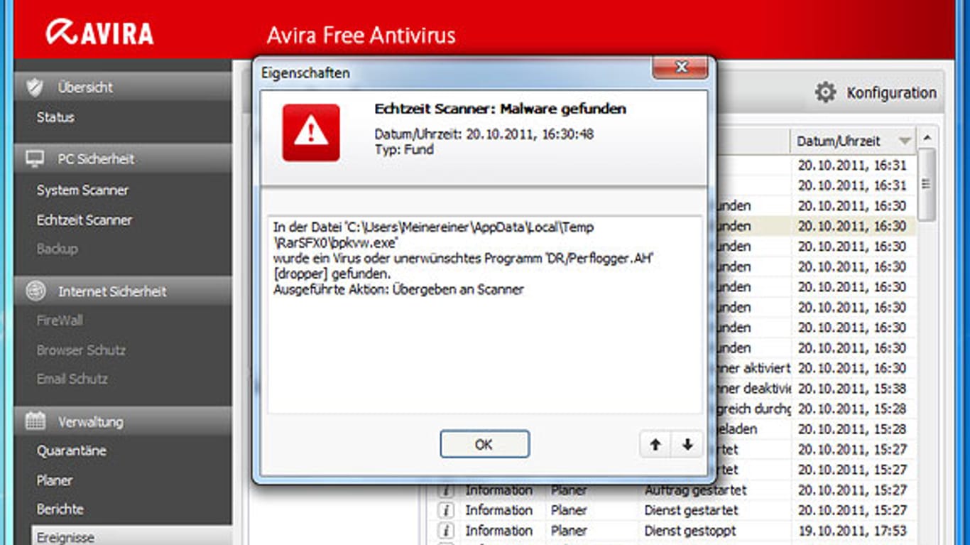 Fälschlicherweise sich selbst als Trojaner identifiziert: Avira Antivirus