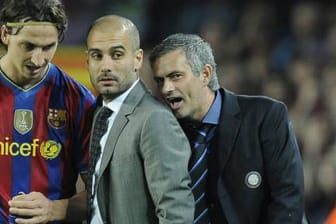 Zlatan Ibrahimovic (v.l.n.r.), Pepe Guardiola und Jose Mourinho trafen 2010 in der Champions-League aufeinander.