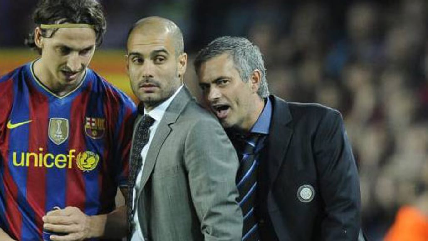 Zlatan Ibrahimovic (v.l.n.r.), Pepe Guardiola und Jose Mourinho trafen 2010 in der Champions-League aufeinander.