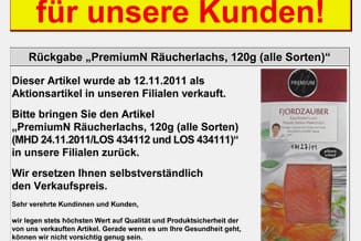 Discounter: Netto zieht wegen Listerien Lachs zurück.