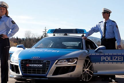 Die Initiative "Tune it! Safe!" zeigt auf der Essen Motorshow 2011 den Supersportler ABT R8 GTR im Polizei-Look.