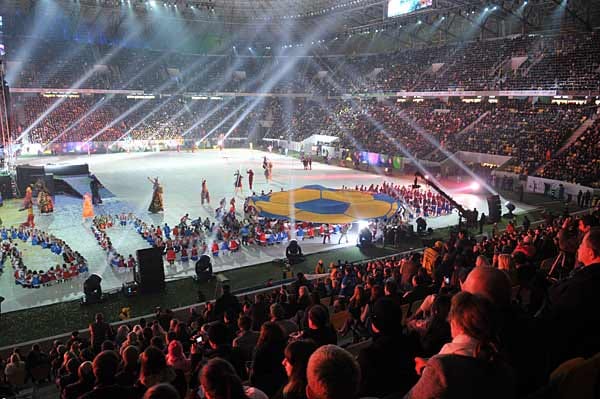 In der Arena Lwiw werden der Gruppenspiele der Europameisterschaft vor knapp 35.000 Fans ausgetragen.