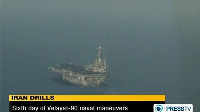 Aufnahme des Flugzeugträgers im iranischen Fernsehen