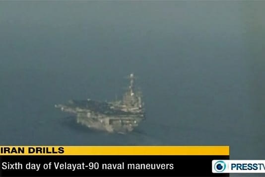Aufnahme des Flugzeugträgers im iranischen Fernsehen