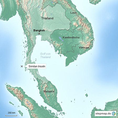 Der Archipel der Similan-Inseln liegt rund 70 Kilometer vor der Westküste Thailands.