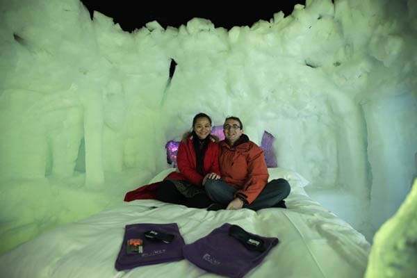 Luc van Heijst und Maya Zhang wollen zum ersten Mal in einem Eishotel übernachten.