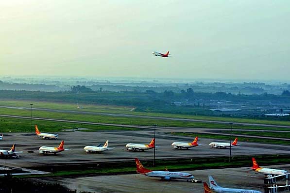 Der Flughafen Haikou in der Provinz Hainan