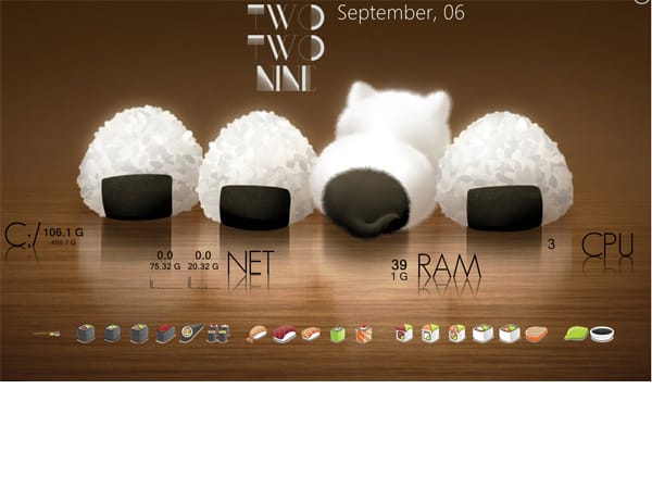 Gratis-Download Onigiri Sushi Rainmeter Desk.