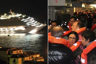 Als sich die "Costa Concordia" bedrohlich neigt, geraten die Passagiere in Panik