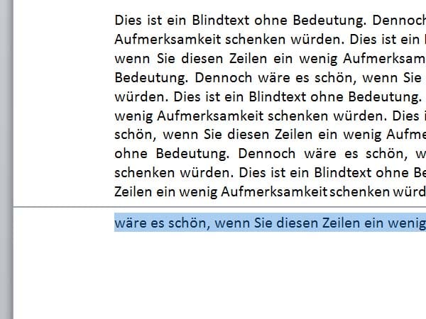 Häufig kommt es vor, dass die letzte Zeile im Dokument auf eine neue Seite rutscht. Besser würde es aussehen, wenn mindestens zwei Zeilen auf der Seite stehen.