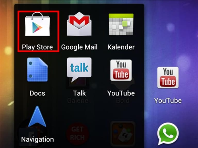 Tippen Sie auf dem Homescreen Ihres Android-Smartphones auf das Symbol Play Store (ehemals Android Market).