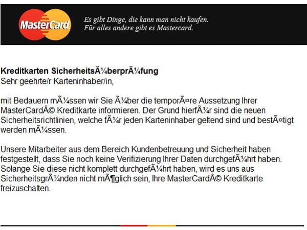 Phishing-Angriff auf Mastercard-Besitzer.