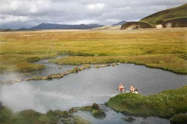 Das Gebiet nahe des Vulkans Hekla im Südwesten Islands verfügt unter anderem über einen Bach, den schon zu früheren Zeit Hirten aus dem Bezirk zum Baden nutzten.