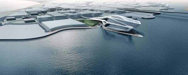 Dazu zählt das "Center of Performing Arts" der irakischen Architektin Zaha Hadid. Die Welle wird sich 62 Meter hoch türmen.