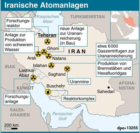 Irans Atomanlagen sind über das gesamte riesige Land verteilt. Der Westen ist sich sicher: Teheran strebt den Bau von Atomwaffen an, um sein Regime abzusichern.