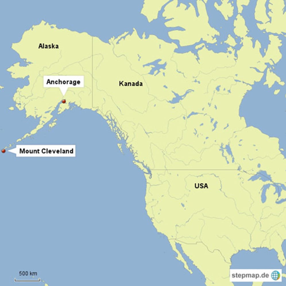 Der Mount Cleveland liegt auf den Aleuten vor Alaska (Grafik: stepmap)