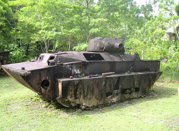 Auf Peleliu finden sich alte Panzer