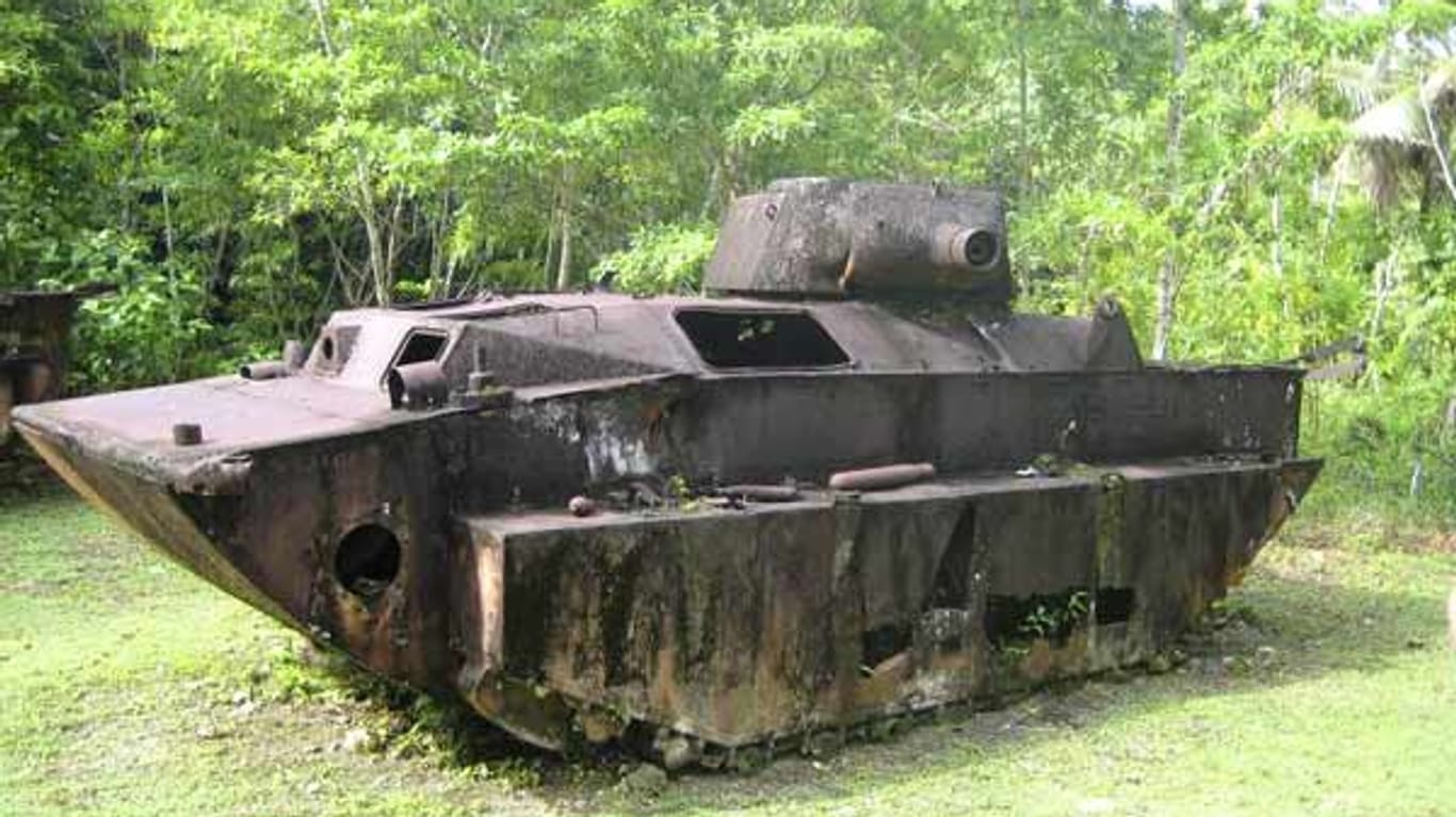 Auf Peleliu finden sich alte Panzer