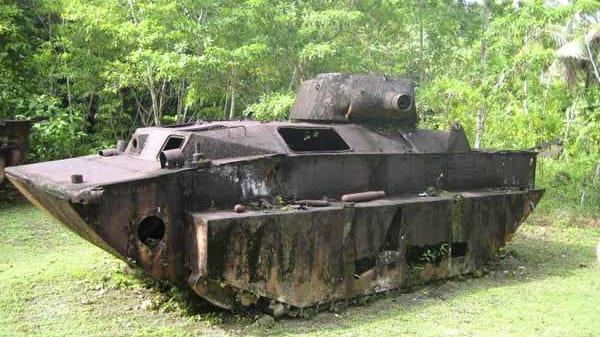 Auf Peleliu finden sich alte Panzer