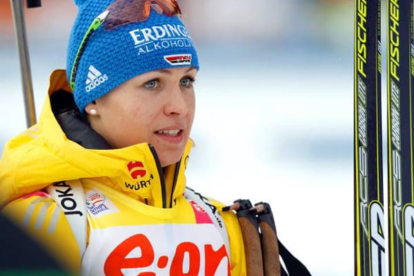 Magdalena Neuner beim Biathlon-Weltcup 2012 im italienischen Antholz.