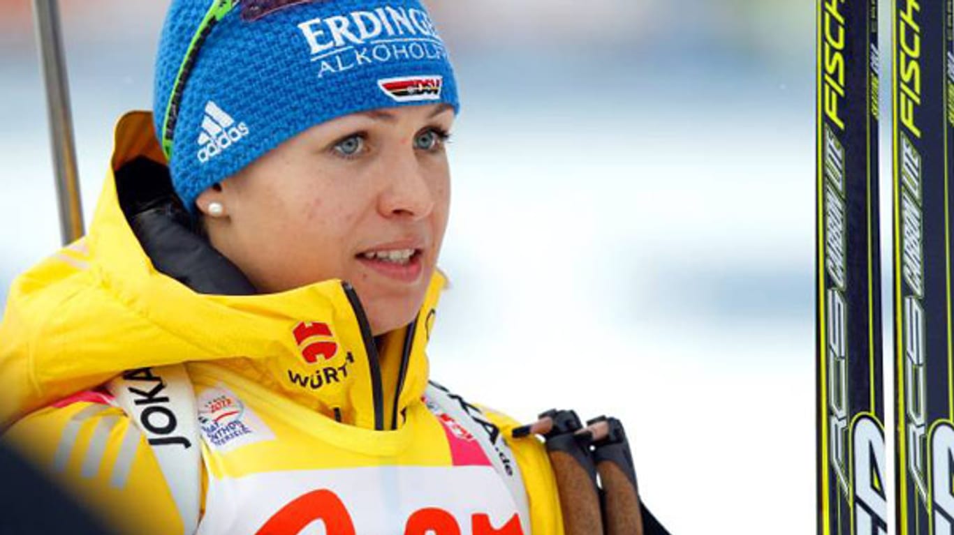 Magdalena Neuner beim Biathlon-Weltcup 2012 im italienischen Antholz.