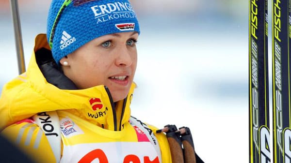 Magdalena Neuner beim Biathlon-Weltcup 2012 im italienischen Antholz.