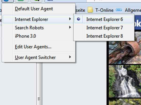 User Agent Switcher installieren. (Screenshot: t-online.de)