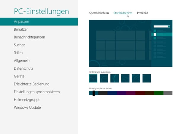 Die Farbwelt von Windows 8 lässt sich anpassen.