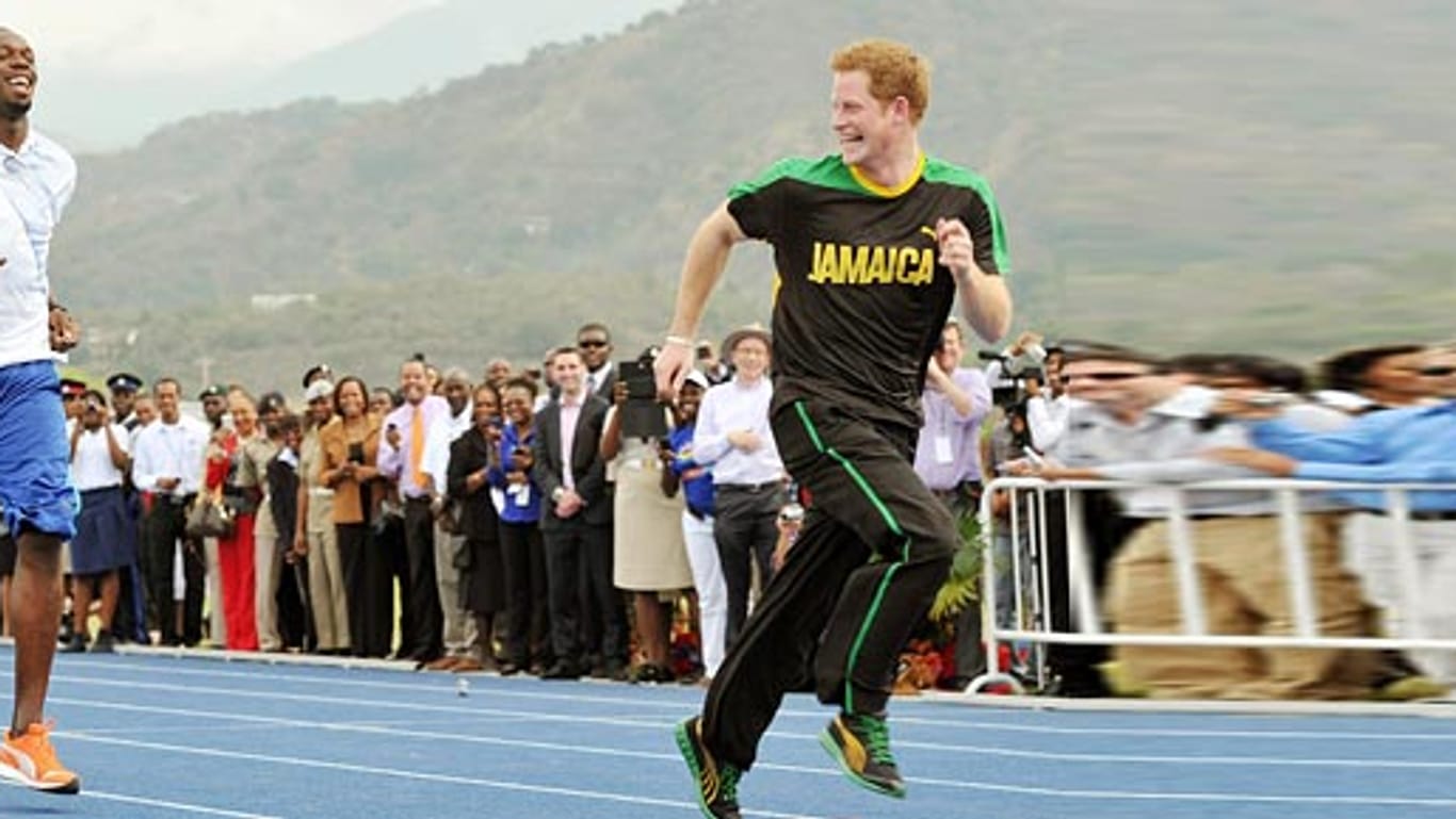Usain Bolt und Prinz Harry beim Wettrennen