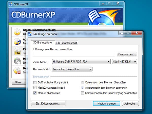 CDBurnerXP liefert fehelende Brennfunktionen nach