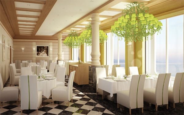 Statt den üblichen festen Tischzeiten soll es auf der "MS Europa 2" flexibel zugehen. Die Passagiere können zwischen acht Restaurants wählen - auf dem Bild zu sehen das Serenissima.