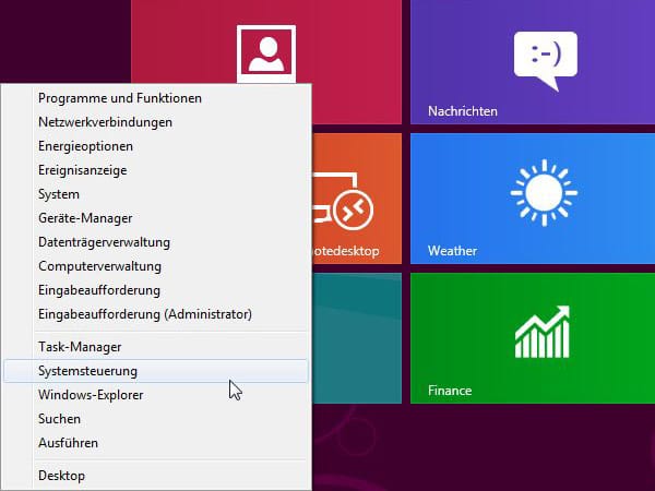 Mit der Tastenkombination Windows-Taste + X öffnet man das Admin-Menü.