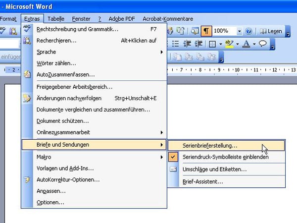 Serienbrief schreiben mit Office 2003