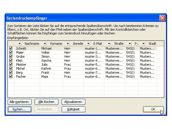 Serienbrief schreiben mit Office 2003