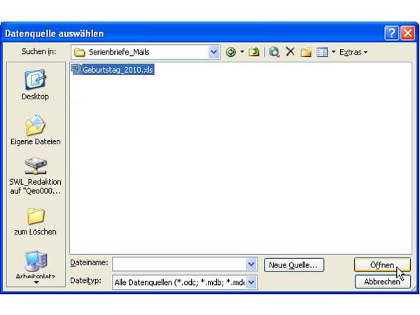 Serien-E-Mail verschicken mit Office 2003