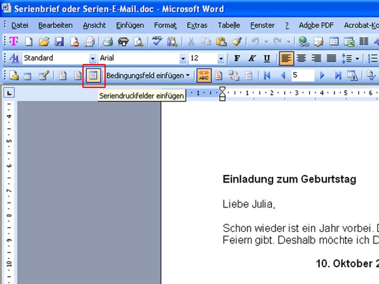 Serien-E-Mail verschicken mit Office 2003