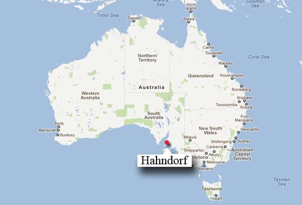 Hahndorf liegt an der Südküste Australiens.