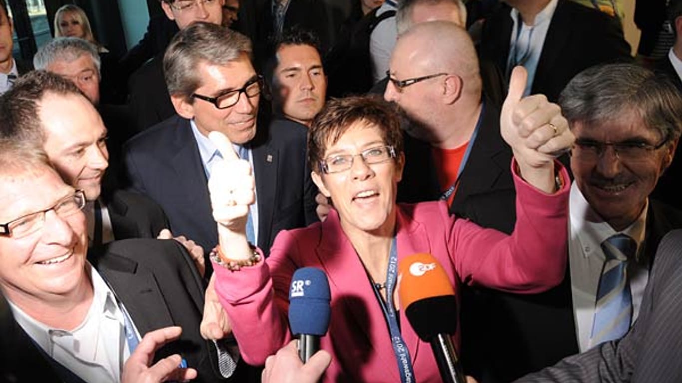 Strahlende Siegerin: CDU-Spitzenkandidatin Annegret Kramp-Karrenbauer