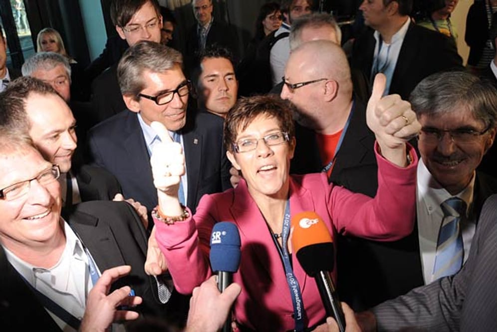 Strahlende Siegerin: CDU-Spitzenkandidatin Annegret Kramp-Karrenbauer