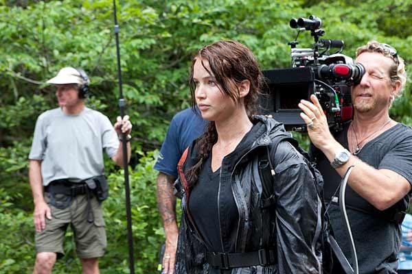 Jennifer Lawrence (Katniss) bei den Dreharbeiten zum Film.