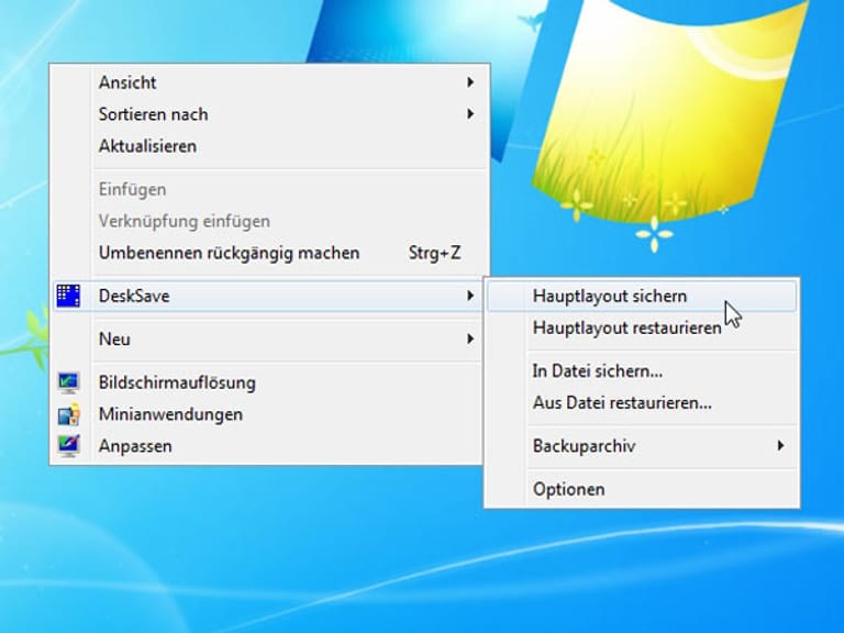 Foto-Show: Mit DeskSave die Anordnung der Desktop-Ikons speichern