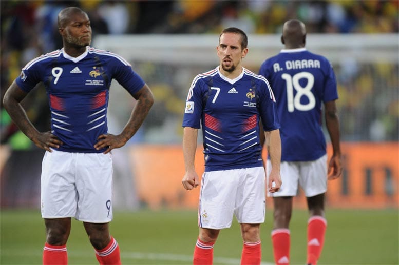In Südafrika spielt Ribéry seine zweite WM. Die Equipe Tricolore scheidet bereits in der Gruppenphase sieglos aus und Ribéry gilt als Anführer des Trainingsboykotts. Nach dem Turnier wird er vom französischen Verband für drei Länderspiele gesperrt.