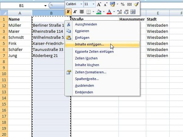 Excel-Spalten mit Inhalt zusammenfassen