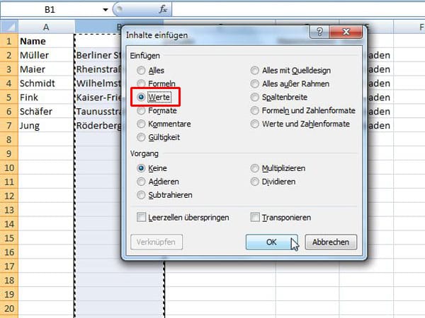 Excel-Spalten mit Inhalt zusammenfassen