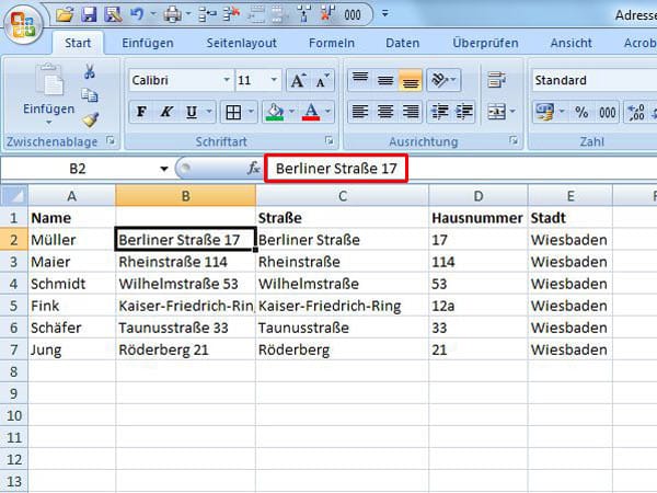 Excel-Spalten mit Inhalt zusammenfassen